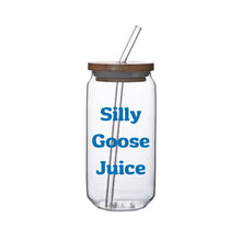 Load image into Gallery viewer, Silly Goose Juice 16 Oz. Glass Cup With Bamboo Lid