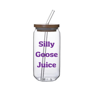 Silly Goose Juice 16 Oz. Glass Cup With Bamboo Lid